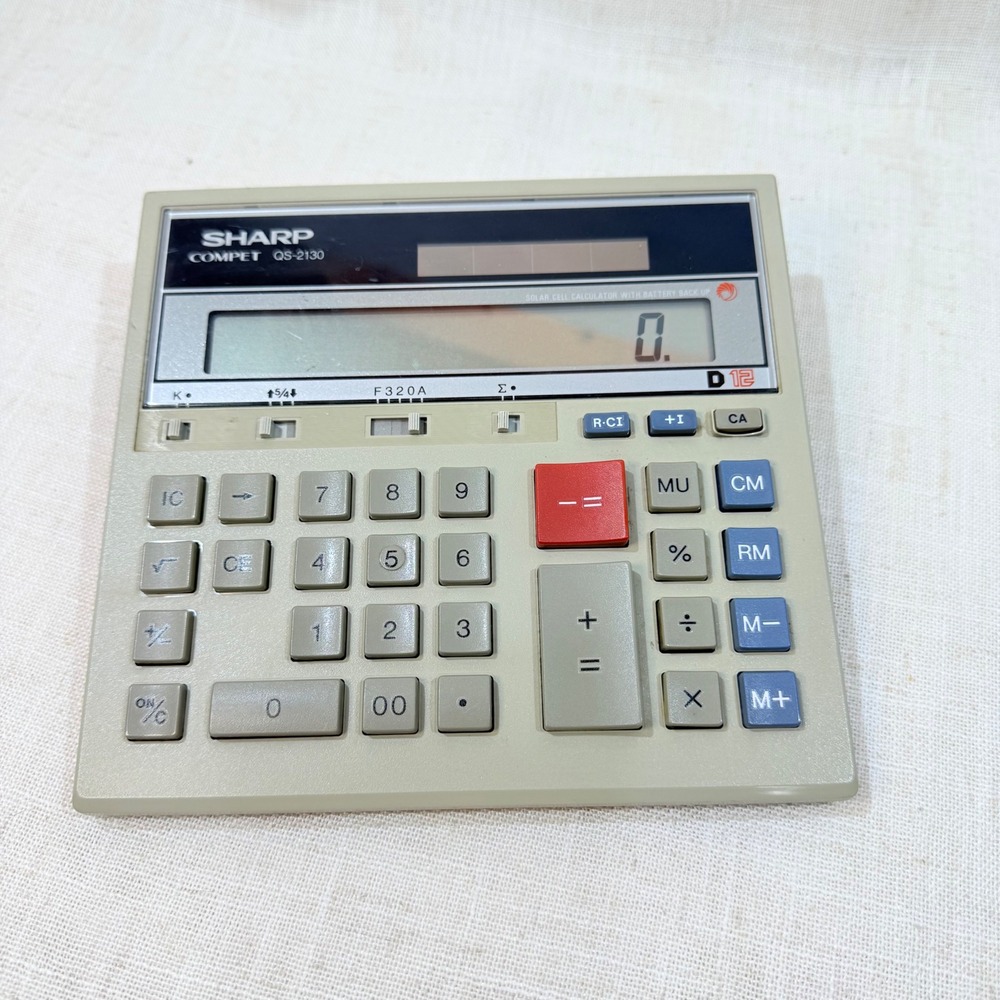 Sharp Compet QS-2130 Desktop Calculator 12 Digit Solar Battery Office Gray - Picture 6 of 6